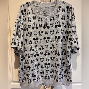 Disney Mickey Mouse Patterned Pajama Top - Gray Size M